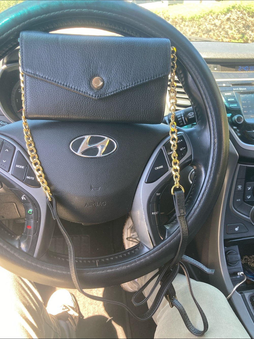 Stella & Max Black Pebbled Leather Crossbody with Gold Hardware